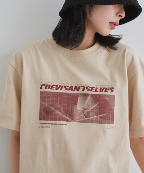 LIAN(リアン)の「ロゴプリントcrevisT(Tシャツ/カットソー・レディース・グレー/ベージュ/ネイビー/ピンク/ホワイト・0/1/2)」の12枚目の写真