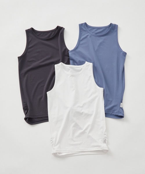 Julier Yoga and Relax(ジュリエヨガアンドリラックス)の「Julier (定番)Ecocoベア天竺タンクトップ(Tシャツ/カットソー・レディース・チャコール/ホワイト/ブルー・1/0)」の22枚目の写真