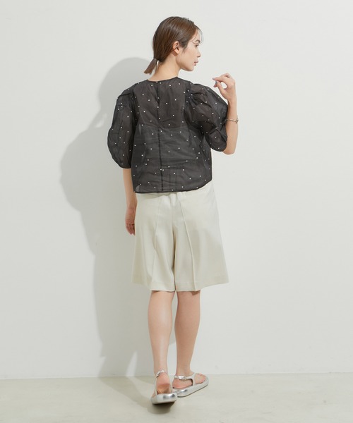 LE CERCLE par rope'（ルセルクルパーロペ）の「【セットアップ対応】ドット刺繍ブラウス（シャツ/ブラウス・レディース・ブラック/ホワイト/ブラウン・FREE）」の9枚目の写真