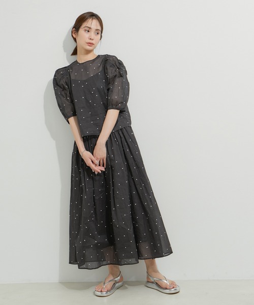 LE CERCLE par rope'（ルセルクルパーロペ）の「【セットアップ対応】ドット刺繍ブラウス（シャツ/ブラウス・レディース・ブラック/ホワイト/ブラウン・FREE）」の8枚目の写真