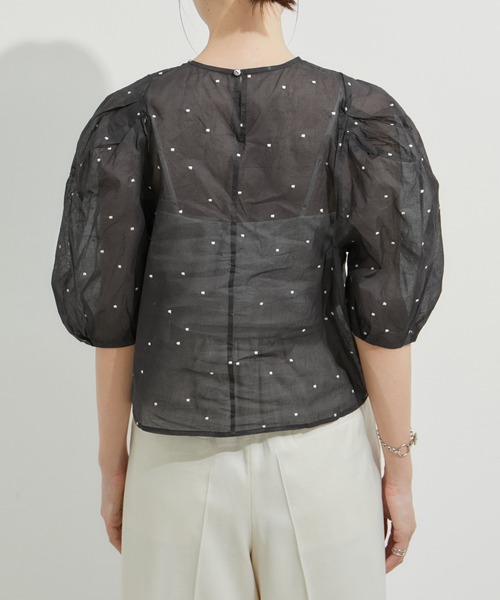 LE CERCLE par rope'（ルセルクルパーロペ）の「【セットアップ対応】ドット刺繍ブラウス（シャツ/ブラウス・レディース・ブラック/ホワイト/ブラウン・FREE）」の19枚目の写真
