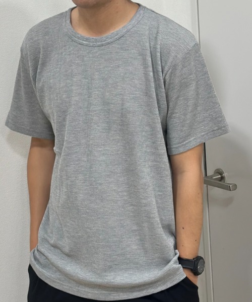 NAVY(ネイビー)の「抗菌防臭加工 倍速ドライワッフルTee(Tシャツ/カットソー・メンズ・グレー/カーキ/ブラック/ホワイト・XXL/XL/L/M/S)」の3枚目の写真