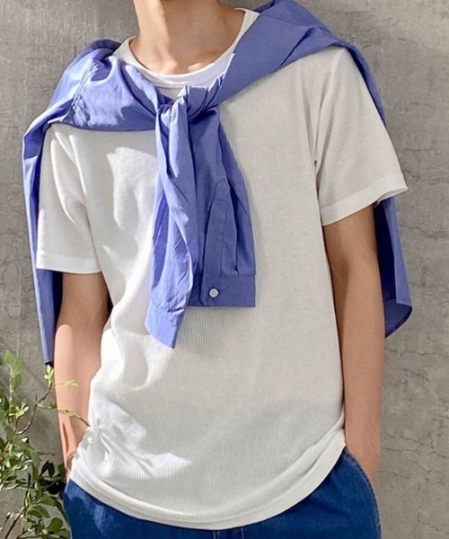 NAVY(ネイビー)の「抗菌防臭加工 倍速ドライワッフルTee(Tシャツ/カットソー・メンズ・グレー/カーキ/ブラック/ホワイト・XXL/XL/L/M/S)」の1枚目の写真