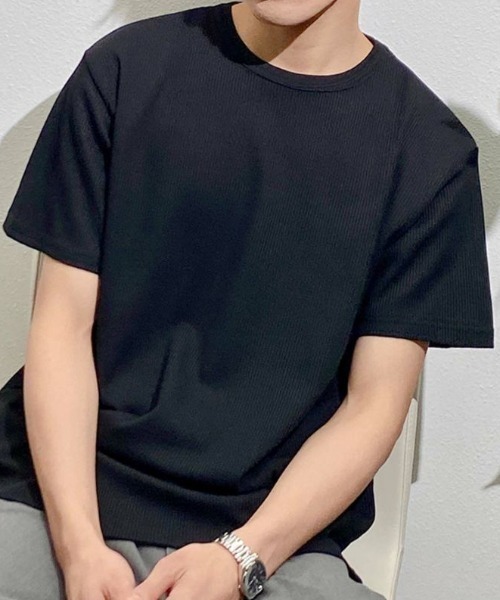 NAVY(ネイビー)の「抗菌防臭加工 倍速ドライワッフルTee(Tシャツ/カットソー・メンズ・グレー/カーキ/ブラック/ホワイト・XXL/XL/L/M/S)」の2枚目の写真