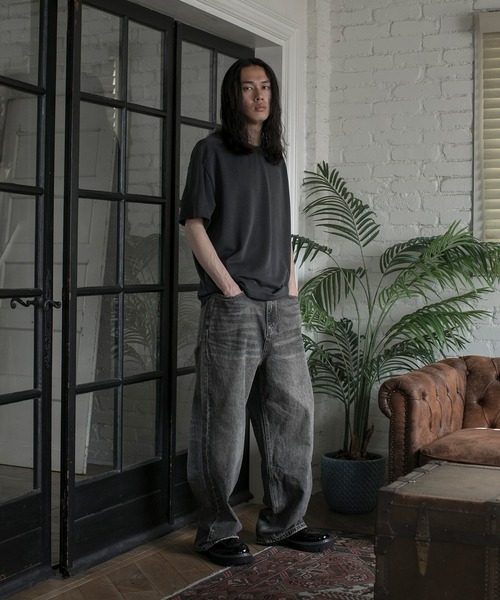 aimoha(アイモハ)の「【aimoha neo】URBAN CHARCOAL WIDE-LEG JEANS(デニムパンツ・メンズ・ブラック・MEDIUM/LARGE/X-LARGE)」の7枚目の写真