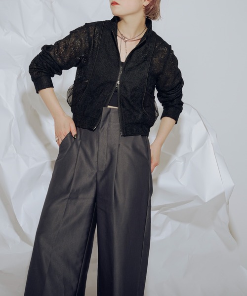 Ezick（エジック）の「Mode elegance レーストラックジャケット（ブルゾン・レディース・ブラック/ホワイト・FREE）」の12枚目の写真