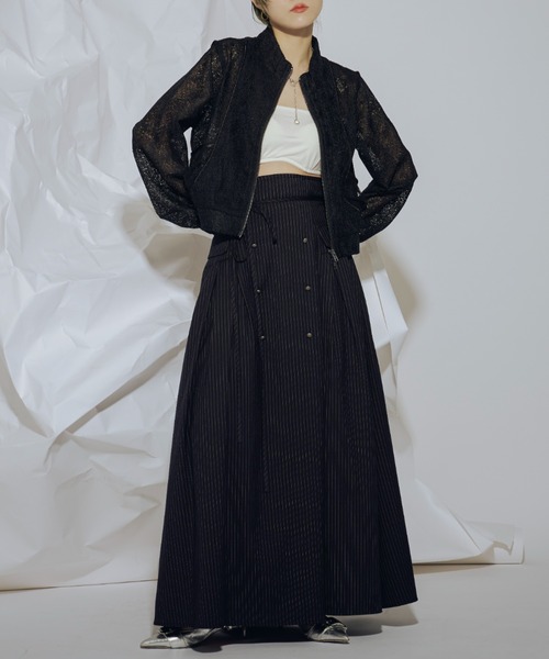 Ezick（エジック）の「Mode elegance レーストラックジャケット（ブルゾン・レディース・ブラック/ホワイト・FREE）」の3枚目の写真