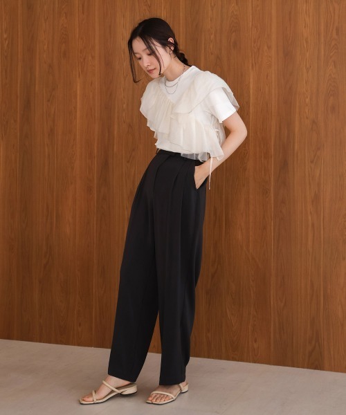 Bab（バブ）の「アシメフリルドッキングカットソー（Tシャツ/カットソー・レディース・ベージュ/オフホワイト/ブラック・FREE）」の16枚目の写真