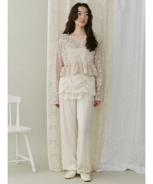 メリージェニー　フリルレースシャツ F merry jenny（メリージェニー）の「ラメレースフリルカラーtops