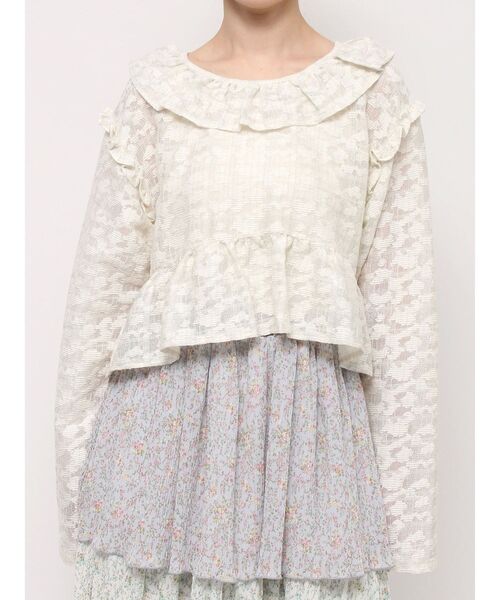 merry jenny（メリージェニー）の「ラメレースフリルカラーtops（シャツ/ブラウス・レディース・オフホワイト/ピンク・FREE）」の12枚目の写真