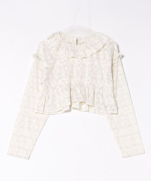 メリージェニー　フリルレースシャツ F floral print レースtops（Tシャツ/カットソー）｜merry jenny