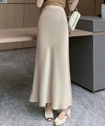サテンマーメイドフレアロングスカート