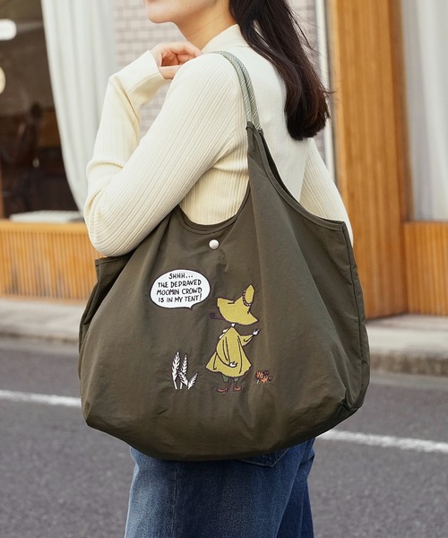 MOOMIN（ムーミン）の「【MOOMIN】(ムーミン) 軽量 収納力 しっかり お買い物 にも 刺繍 マルシェバッグ（トートバッグ・レディース・レッド/ライトグレー/カーキ/ブルー/グレイッシュブルー/グレー/ベージュ/ネイビー/ライトベージュ/グレー系その他/グリーン系その他/レッド系2/グリーン/セージグリーン/ミント/アッシュグレー/チャコール/ヘザーチャコール・ONE SIZE）」の13枚目の写真