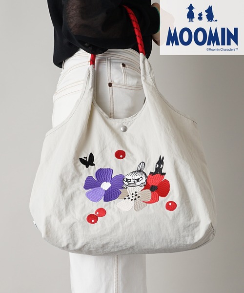 MOOMIN（ムーミン）の「【MOOMIN】(ムーミン) 軽量 収納力 しっかり お買い物 にも 刺繍 マルシェバッグ（トートバッグ・レディース・レッド/ライトグレー/カーキ/ブルー/グレイッシュブルー/グレー/ベージュ/ネイビー/ライトベージュ/グレー系その他/グリーン系その他/レッド系2/グリーン/セージグリーン/ミント/アッシュグレー/チャコール/ヘザーチャコール・ONE SIZE）」の2枚目の写真
