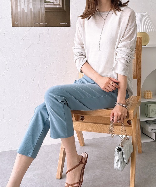 シュガーデプト ＮＥＷヴィンテージ ホワイトアクセント 美脚クロップトパンツ シュガーデプト スーパーストレッチデニム 美脚ストレートパンツ