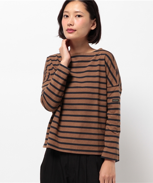 SHARE PARK(シェアパーク)の「Basicボーダー カットソー(Tシャツ/カットソー・レディース・アイボリー系1/ブラウン系1/ネイビー系1・0/1)」の2枚目の写真