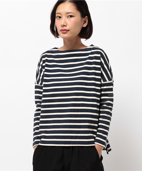 SHARE PARK(シェアパーク)の「Basicボーダー カットソー(Tシャツ/カットソー・レディース・アイボリー系1/ブラウン系1/ネイビー系1・0/1)」の3枚目の写真