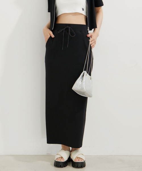 VIS(ビス)の「【セットアップ対応】リブタイトスカート【セルフカット可能】【洗える】(スカート・レディース・グリーン系その他/ブラウン/ブラック・FREE)」の2枚目の写真