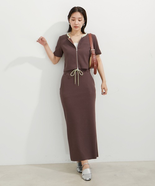 VIS(ビス)の「【セットアップ対応】リブタイトスカート【セルフカット可能】【洗える】(スカート・レディース・グリーン系その他/ブラウン/ブラック・FREE)」の4枚目の写真