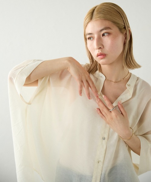 meilmada(メイルマダ)の「シアードルマンシャツ(シャツ/ブラウス・レディース・ラベンダー/ネイビー/オフホワイト・MEDIUM)」の4枚目の写真