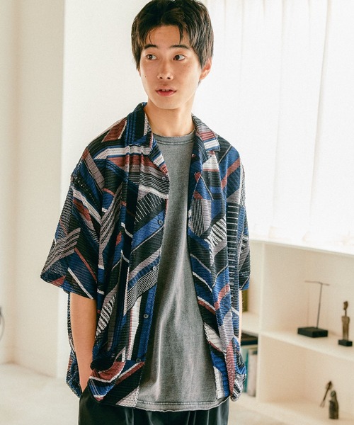 niko and...（ニコアンド）の「キカガクガラスカシシャツ（シャツ/ブラウス・メンズ・ブルー/グリーン・MEDIUM/LARGE）」の7枚目の写真