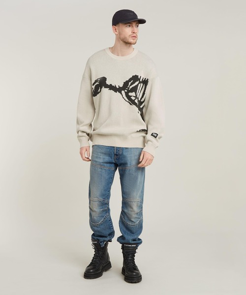 G-STAR(ジースター)の「RUNNING DOG GRAPHIC KNITTED SWEATER/グラフィックデザインセーター(ニット/セーター・メンズ・ダークブラック/ホワイト系その他・LARGE/MEDIUM/SMALL/X-SMALL)」の4枚目の写真