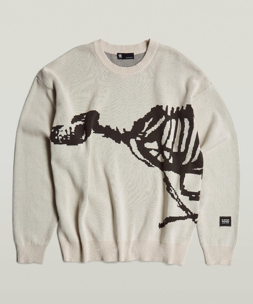 G-STAR(ジースター)の「RUNNING DOG GRAPHIC KNITTED SWEATER/グラフィックデザインセーター(ニット/セーター・メンズ・ダークブラック/ホワイト系その他・LARGE/MEDIUM/SMALL/X-SMALL)」の8枚目の写真