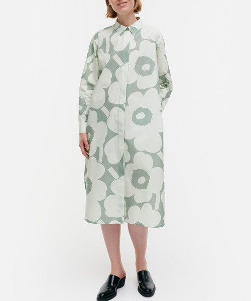 marimekko◆Popliini Piirto Unikko コットン シャツ ワンピース marimekko◇Popliini Piirto Unikko コットン シャツ ワンピース