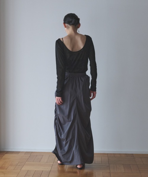 AIC.（エーアイシー）の「シアーベロアバックオープントップス（Tシャツ/カットソー・レディース・ダークブラウン/オフホワイト/カーキ/ブラック/ベージュ・FREE）」の9枚目の写真