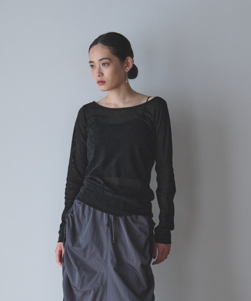 AIC.（エーアイシー）の「シアーベロアバックオープントップス（Tシャツ/カットソー・レディース・ダークブラウン/オフホワイト/カーキ/ブラック/ベージュ・FREE）」の22枚目の写真