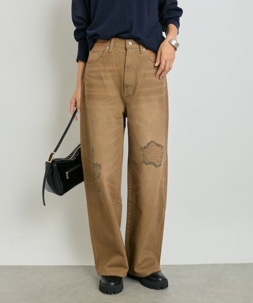 RIVE DROITE（リヴドロワ）の「【MONN.:.(モン)】ハイライズダメージDENIM（デニムパンツ・レディース・ブルー系その他/ブラウン・40/38/36）」の2枚目の写真