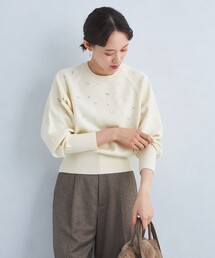 green label relaxing | スパークル ビジュー ニット プルオーバー -ウォッシャブル-(ニット/セーター)