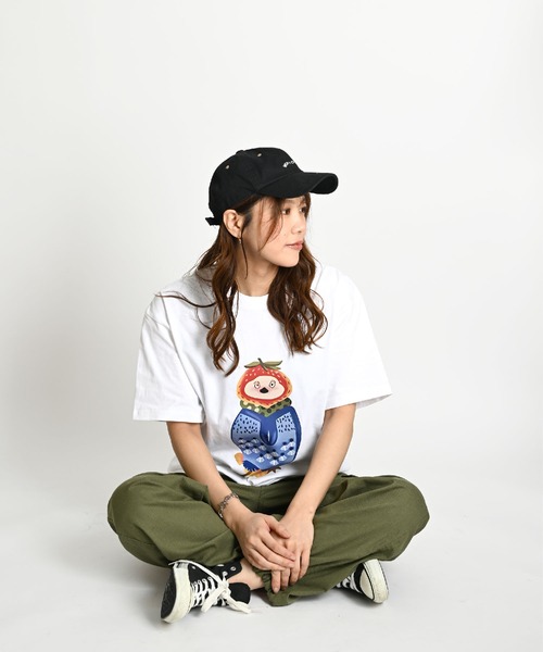 MARAI（マーライ）の「鳥 アニマルプリント ビッグシルエット 半袖Tシャツ（Tシャツ/カットソー・レディース・ホワイト/ブラウン/パープル/ネイビー・FREE）」の8枚目の写真