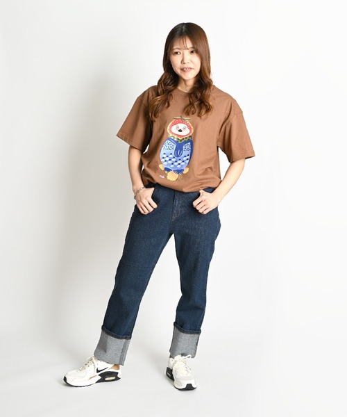 MARAI（マーライ）の「鳥 アニマルプリント ビッグシルエット 半袖Tシャツ（Tシャツ/カットソー・レディース・ホワイト/ブラウン/パープル/ネイビー・FREE）」の10枚目の写真