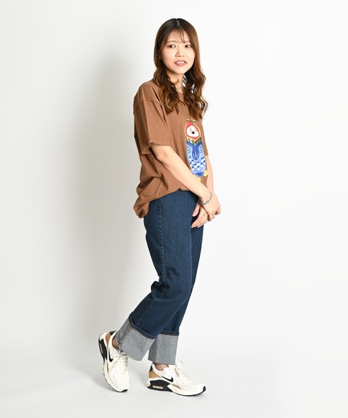 MARAI（マーライ）の「鳥 アニマルプリント ビッグシルエット 半袖Tシャツ（Tシャツ/カットソー・レディース・ホワイト/ブラウン/パープル/ネイビー・FREE）」の11枚目の写真