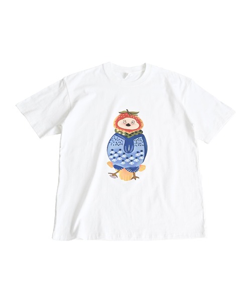 MARAI（マーライ）の「鳥 アニマルプリント ビッグシルエット 半袖Tシャツ（Tシャツ/カットソー・レディース・ホワイト/ブラウン/パープル/ネイビー・FREE）」の9枚目の写真