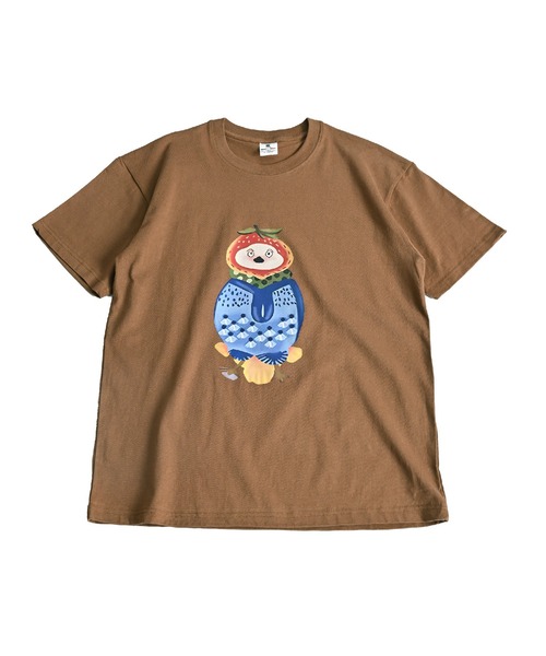 MARAI（マーライ）の「鳥 アニマルプリント ビッグシルエット 半袖Tシャツ（Tシャツ/カットソー・レディース・ホワイト/ブラウン/パープル/ネイビー・FREE）」の14枚目の写真