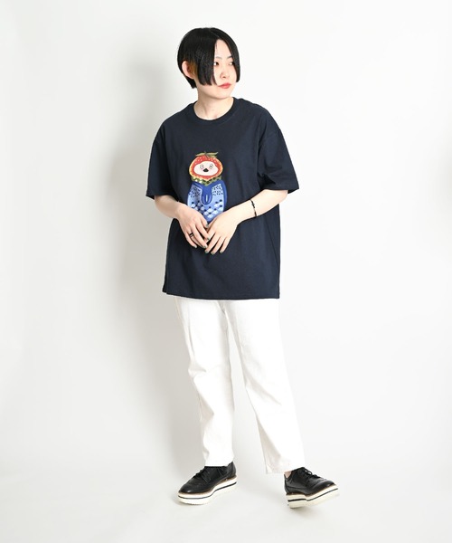 MARAI（マーライ）の「鳥 アニマルプリント ビッグシルエット 半袖Tシャツ（Tシャツ/カットソー・レディース・ホワイト/ブラウン/パープル/ネイビー・FREE）」の18枚目の写真