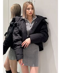 GYDA ダウンジャケット 黒 GYDA ジェイダ ダウン ジャケット レディース GYGY ベルト付き