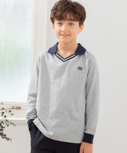 【セール】【140-170cm】40/2天竺襟付き Vネック ポロシャツ(ポロシャツ)|J.PRESS(ジェイプレス)