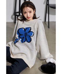 【ZOZO限定】まなみんセレクト フラワージャガードニットプルオーバー