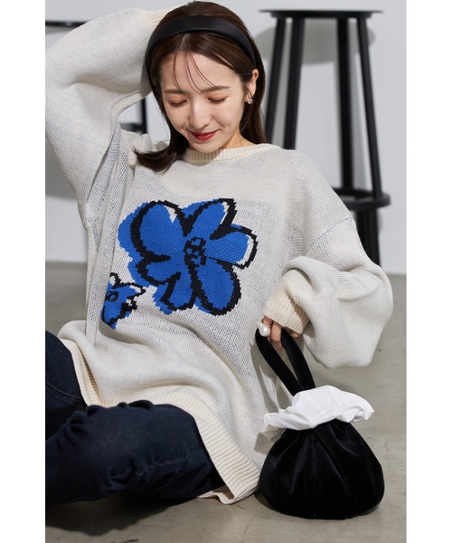 ZOZO限定】まなみんセレクト フラワージャガードニットプルオーバー