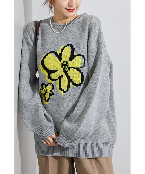 ZOZO限定】まなみんセレクト フラワージャガードニットプルオーバー