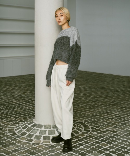 AIC.（エーアイシー）の「裏起毛カーブシルエットパンツ（スウェットパンツ・レディース・ホワイト系/ブラック/グレー・FREE）」の18枚目の写真