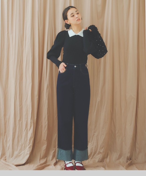 KOBE LETTUCE(コウベレタス)の「ロールアップストレートデニムパンツ(デニムパンツ・レディース・インディゴブルー・S/M/L)」の5枚目の写真