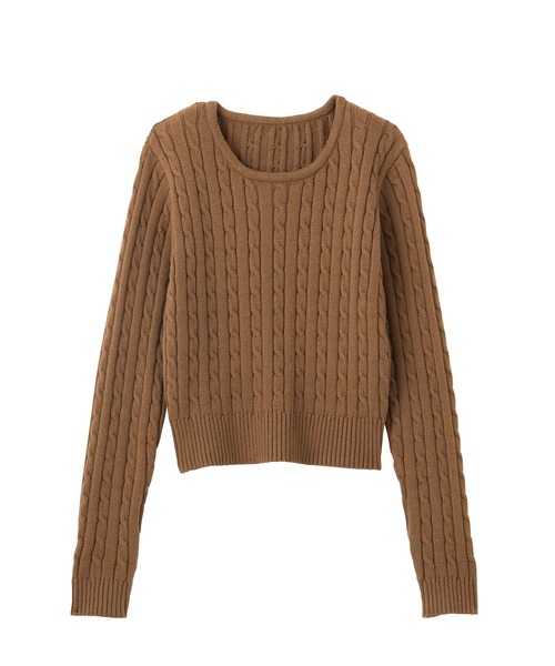 CHAN ME(チャンミ)の「ケーブルクロップドニット(ニット/セーター・レディース・ブラック/アイボリー/グレー/ネイビー/ボルドー/キャメル・MEDIUM/LARGE/X-LARGE)」の11枚目の写真