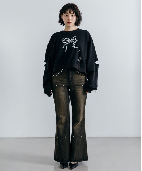 Lui's（ルイス）の「【cierio /シエリオ 】 スタッズデニムパンツ（デニムパンツ・レディース・インディゴブルー/ブラック・2/1）」の3枚目の写真