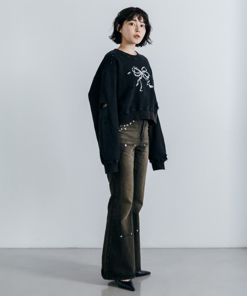 Lui's（ルイス）の「【cierio /シエリオ 】 スタッズデニムパンツ（デニムパンツ・レディース・インディゴブルー/ブラック・2/1）」の7枚目の写真