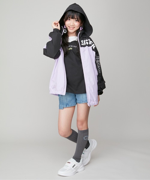 SISTER JENNI(SISTER JENNI)の「フード収納ロゴウィンドブレーカー(ナイロンジャケット・キッズ・ブラック/ラベンダー・150cm/160cm/130cm/140cm)」の8枚目の写真
