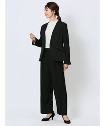 m.f.editorial | 【ストレッチ ウォッシャブル 防シワ UVケア】m.f.エディトリアル レディース　ワイドパンツ 黒(セットアップ可能)(スーツパンツ)